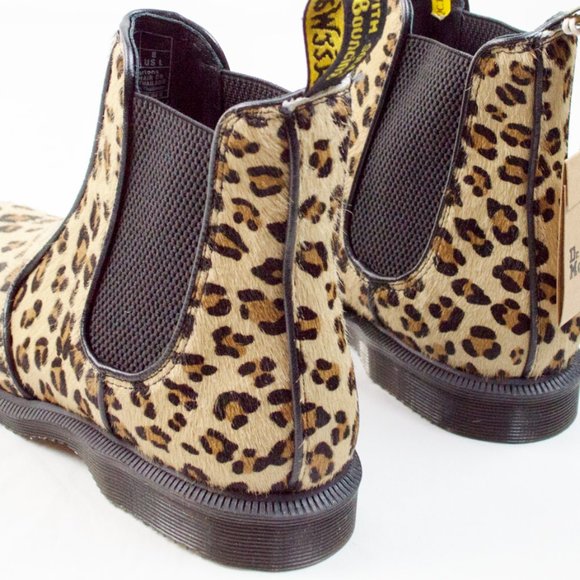 Dr. Martens Orange/ Brown Leopard Flora Hair Boot - Picture 7 of 10